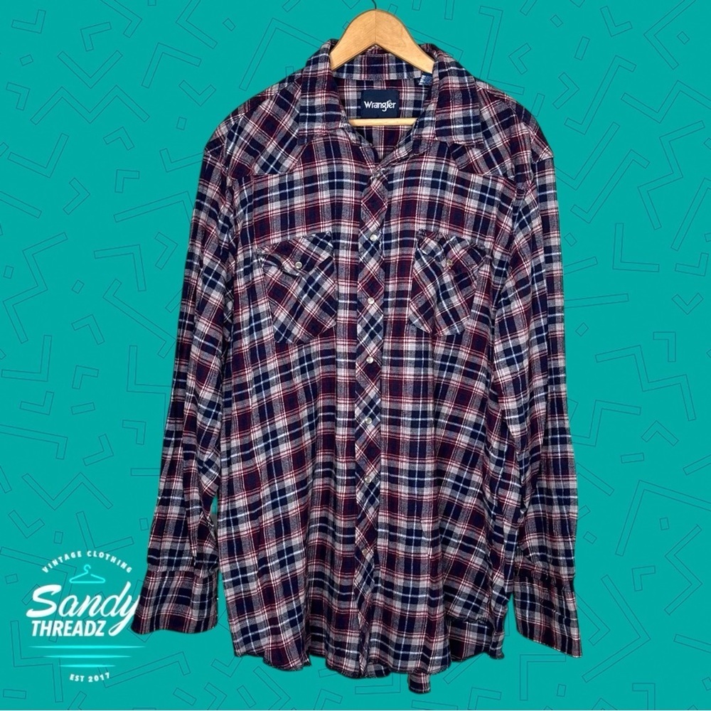 Vintage Wrangler Pearl Snap Western Flannel Shirt - Picture 2 of 7